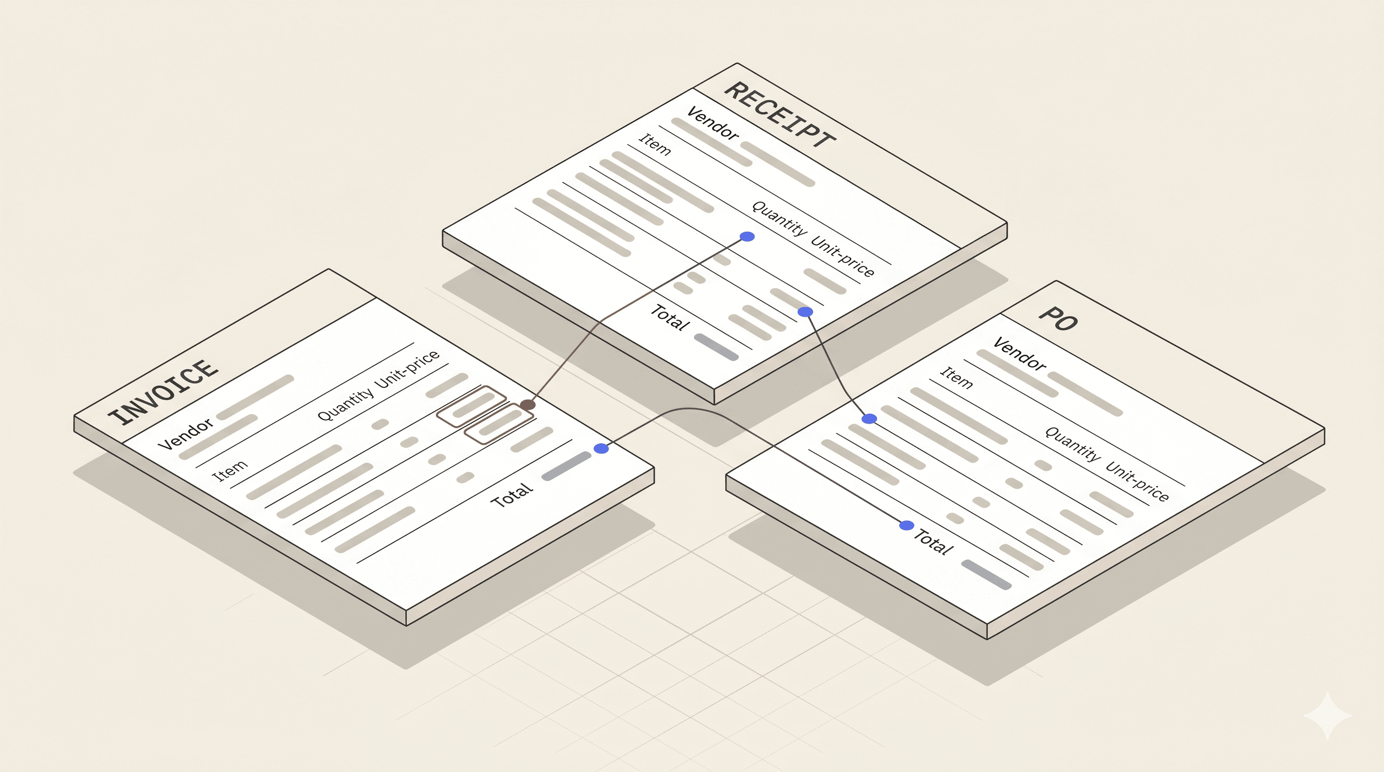 Three-way matching — PO, GRN, and invoice