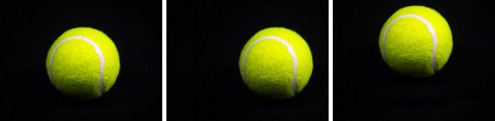 Tennis ball with different positions