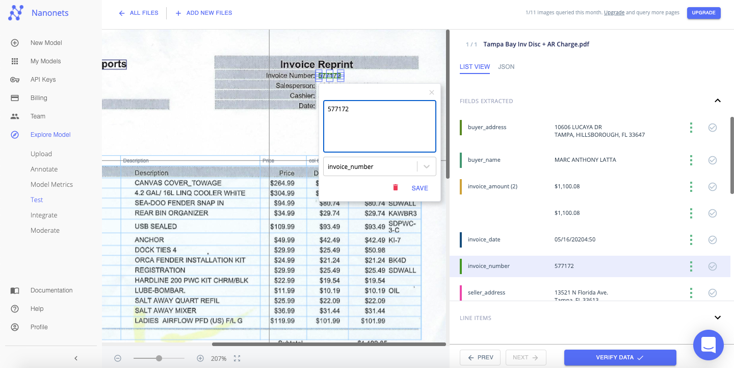 Edit the extracted text or data