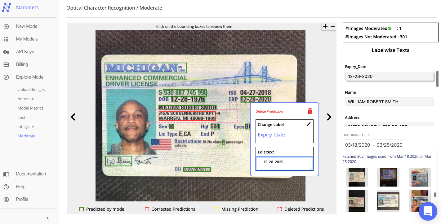 Nanonets Inutitive Online Identity Document Verification Interface