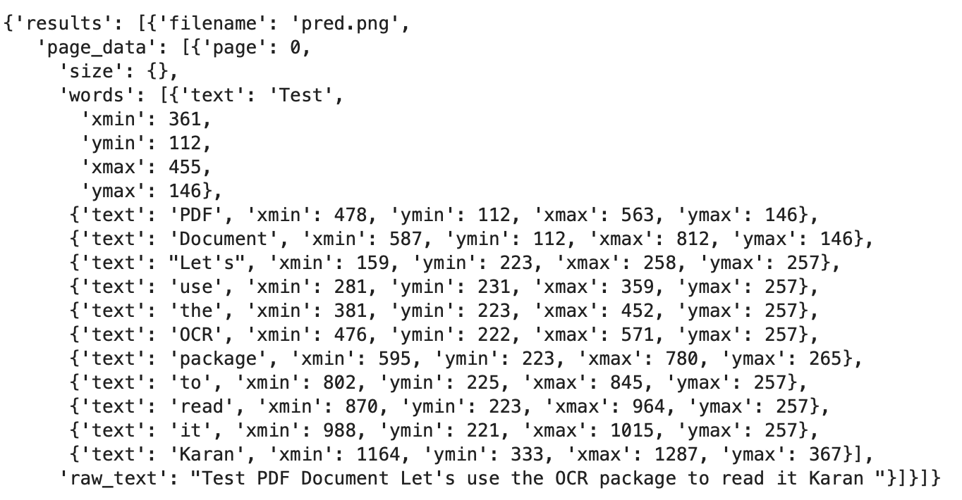 prediction JSON