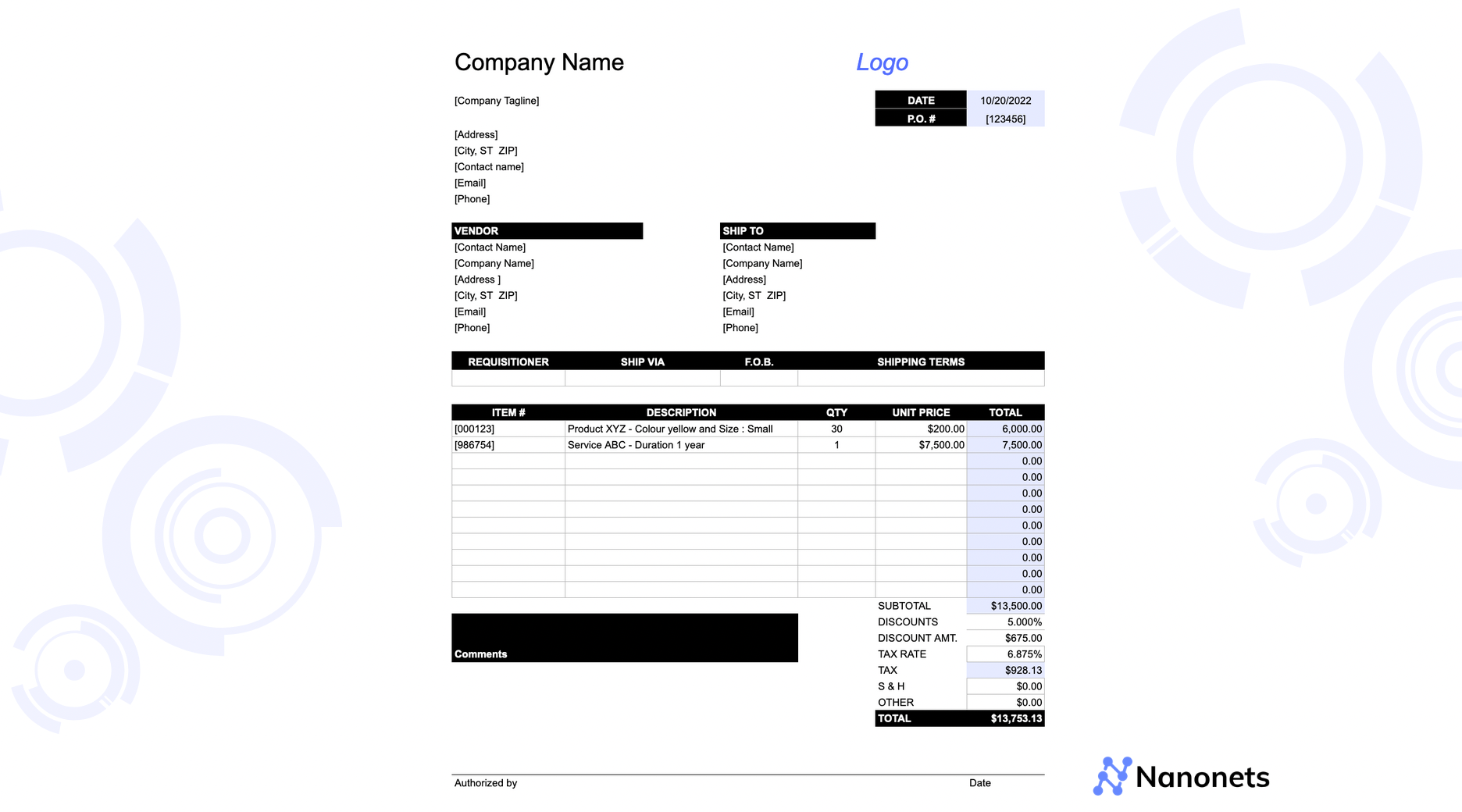 purchase order excel template