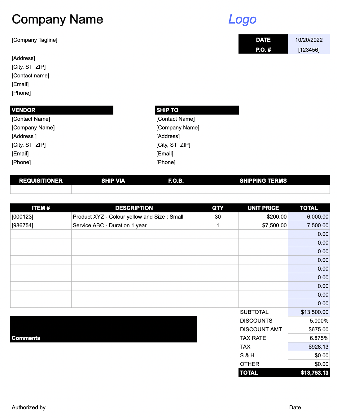 Nanonets Purchase Order Template