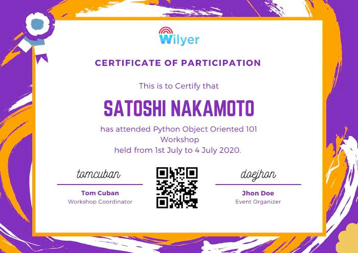 Example certificate with QR code : https://certifidoc.com/