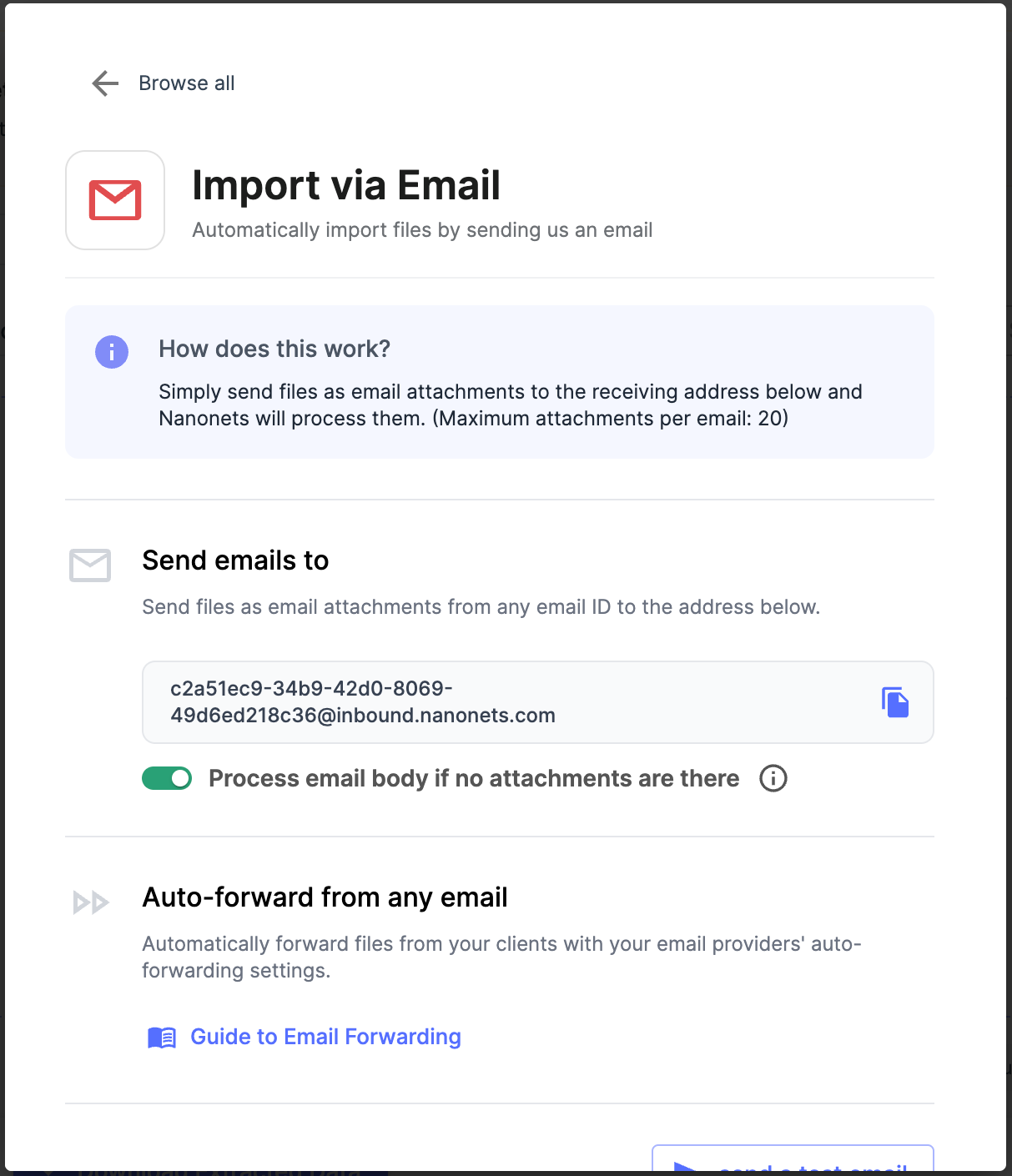 Import email
