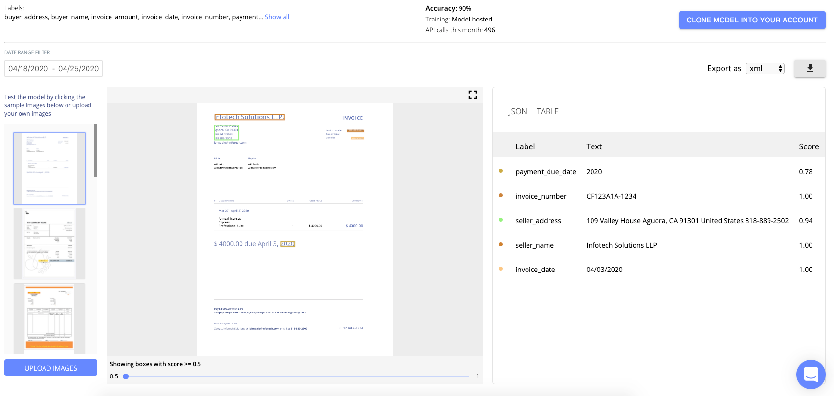 Automated invoice processing on Nanonets