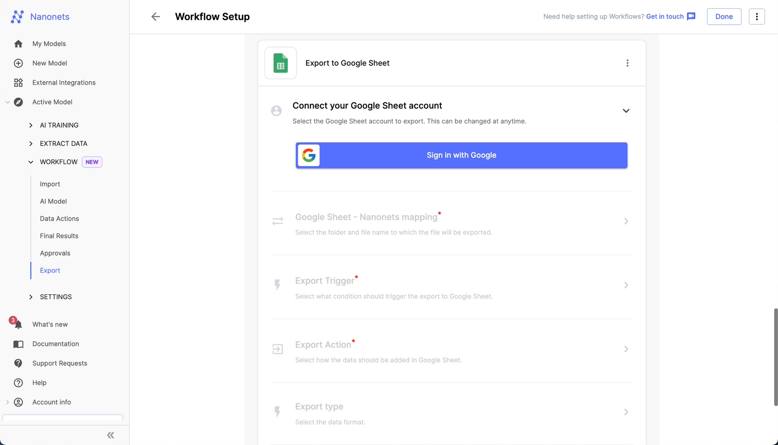 Connect your Gmail or Google Workspace account with Nanonets