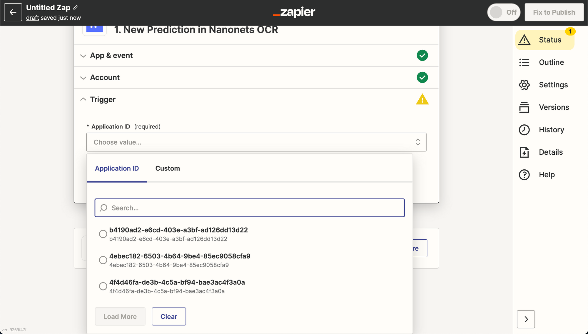 Choose the Nanonets data extraction model you want to use. This would be the model you created in step 2.