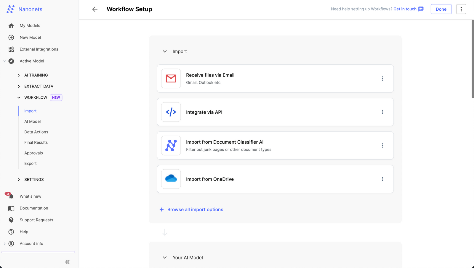 Set up the workflow to automatically extract data from emails without manual intervention