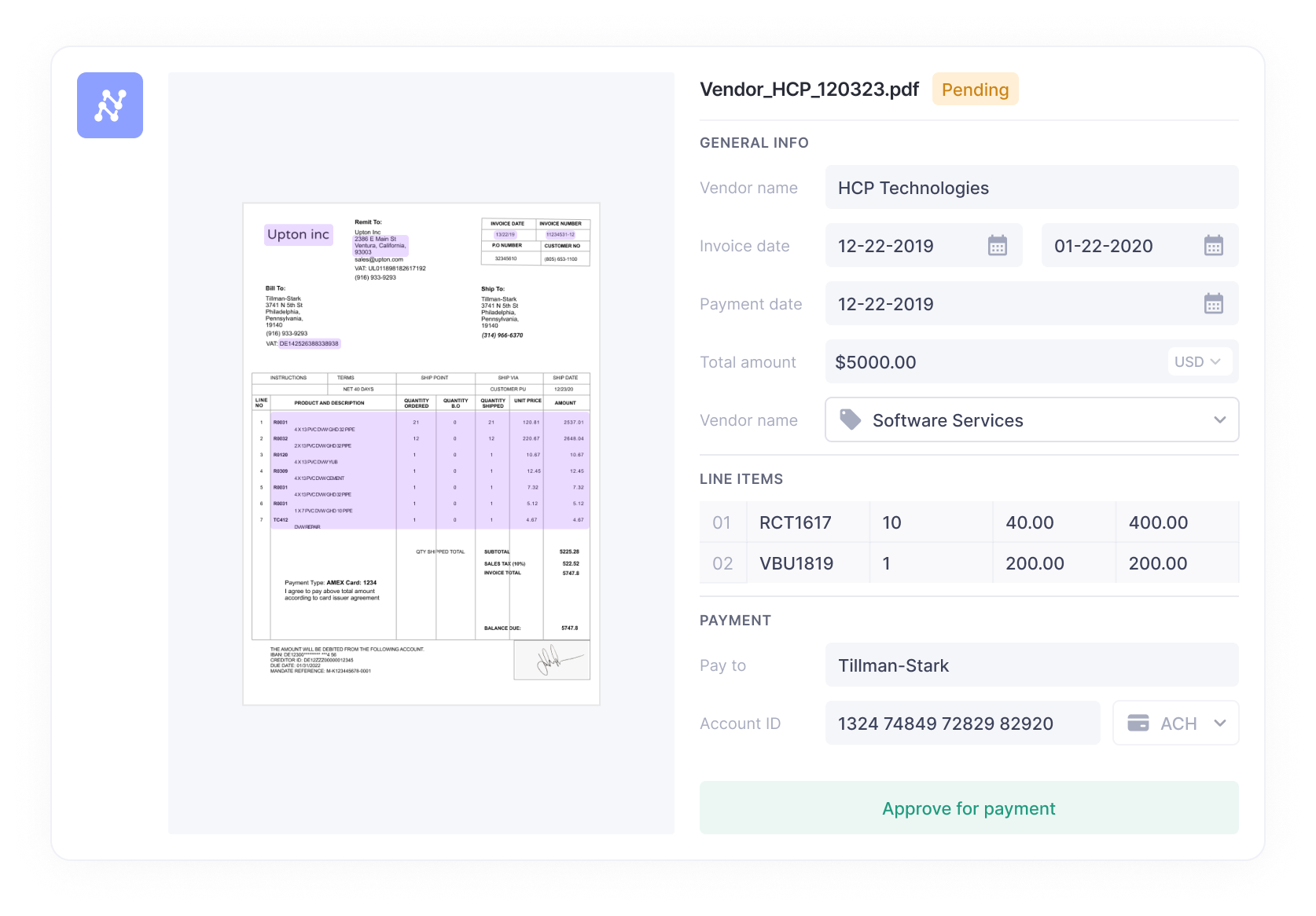 Payments made easy with AI invoice processing