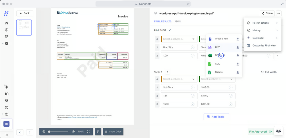 Automate Word table extraction to Excel with Nanonets