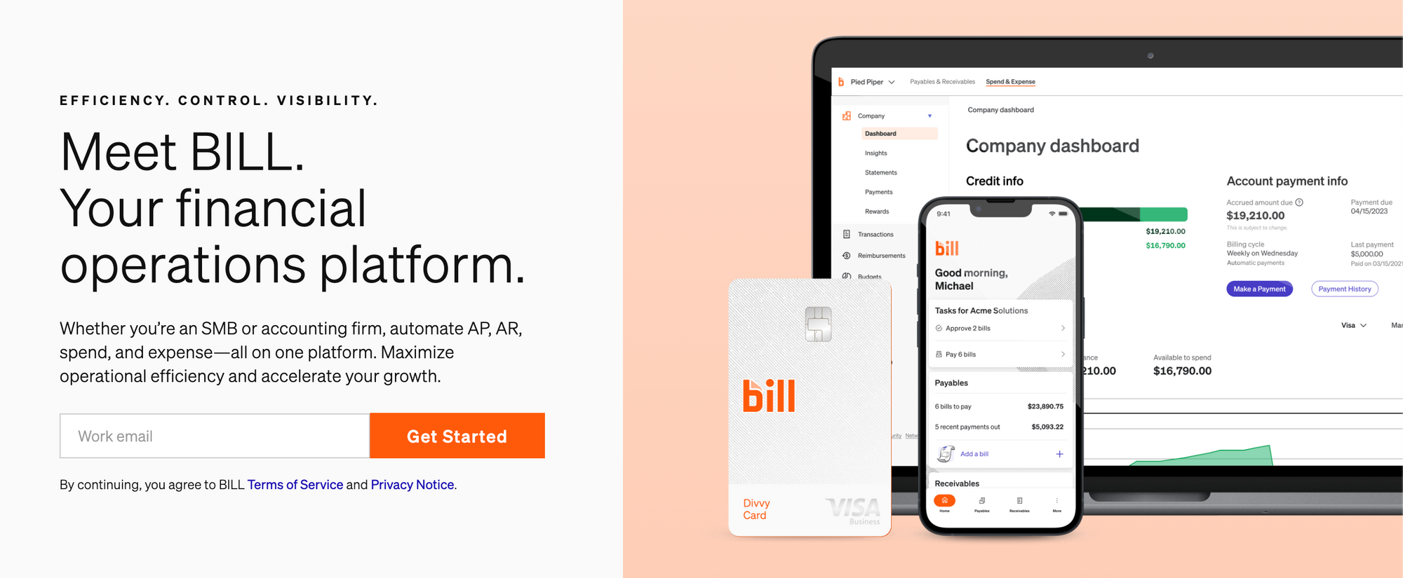 screenshot of the bill.com website