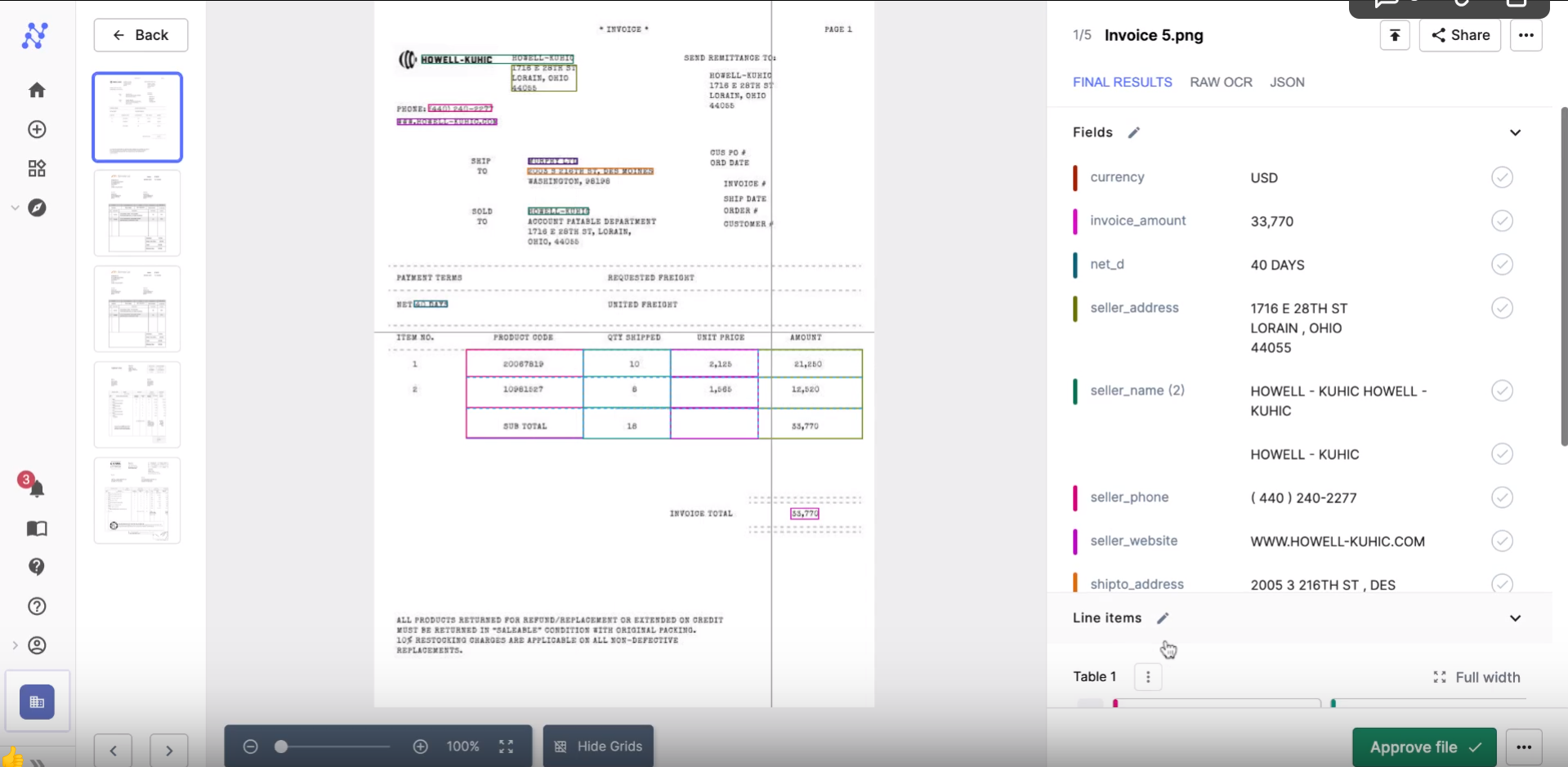 Here's an example of how Nanonets Invoice OCR works.