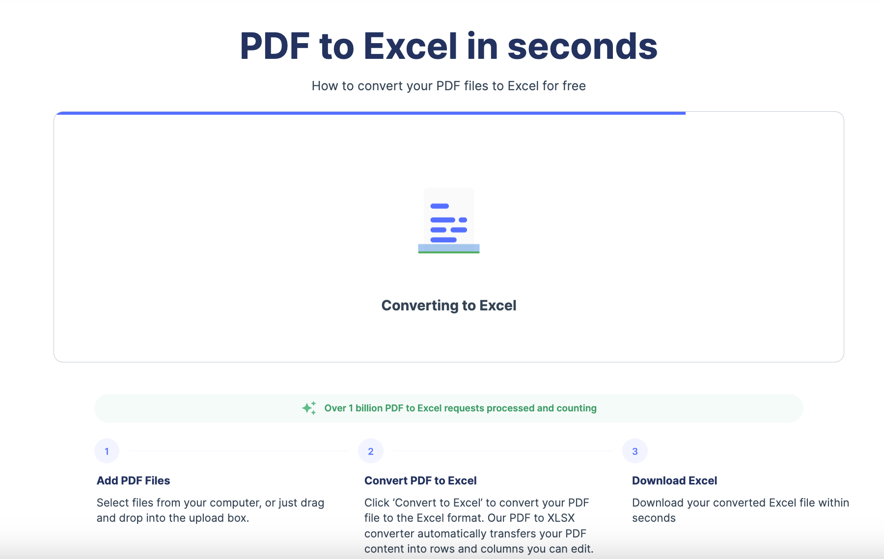 Nanonets will convert the PDF file to Excel within seconds