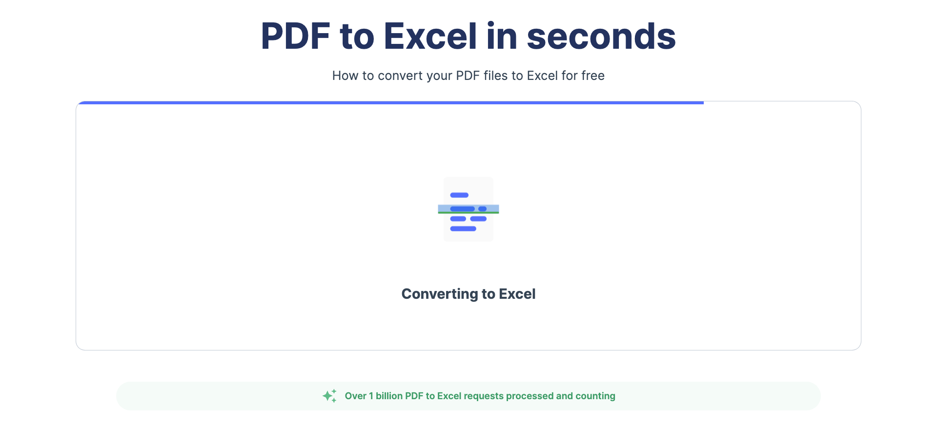 Click on Convert to start PDF to Excel conversion