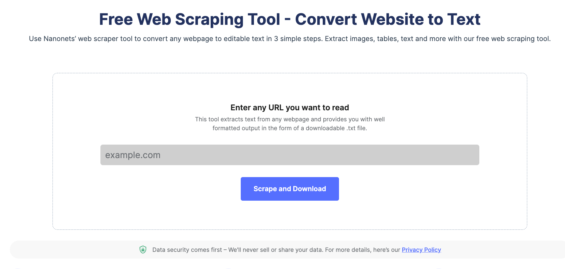 Nanonets' Web Scraping Tool