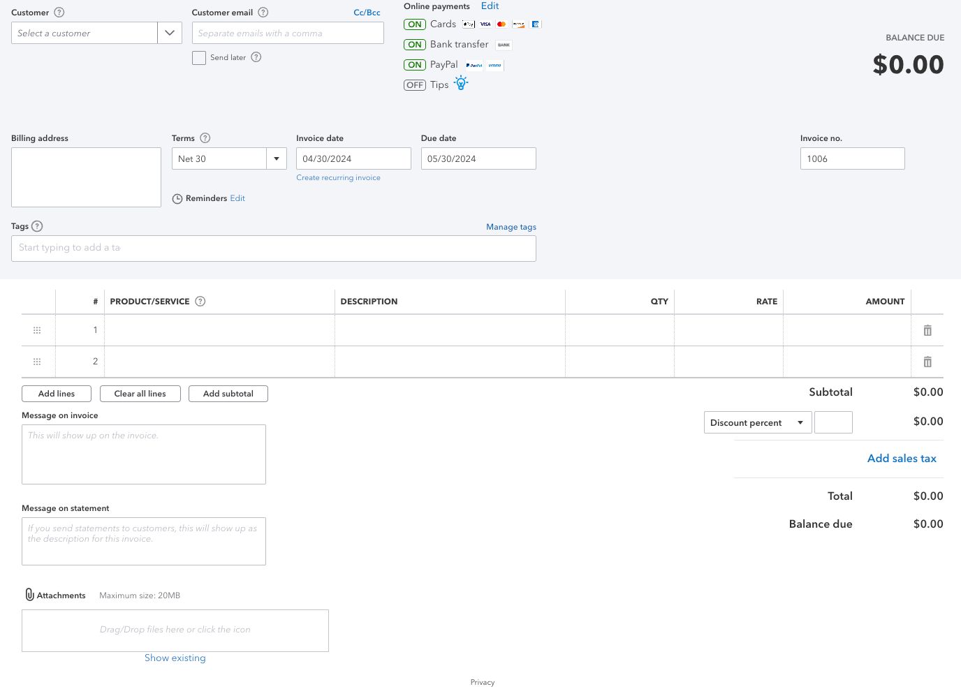 QuickBooks Invoicing and Payments