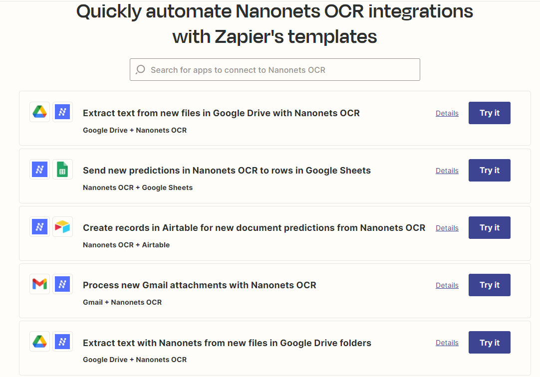 Use Nanonets' Zapier integration to automate data flow across apps