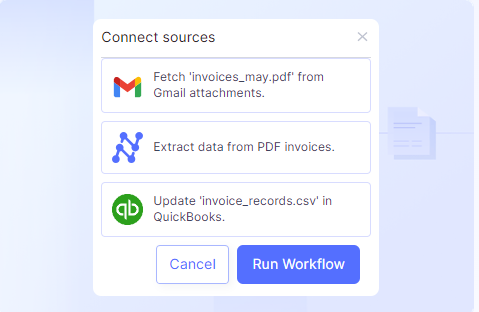 Automatically extract invoice data from Gmail attachments and export the CSV file to your accounting software