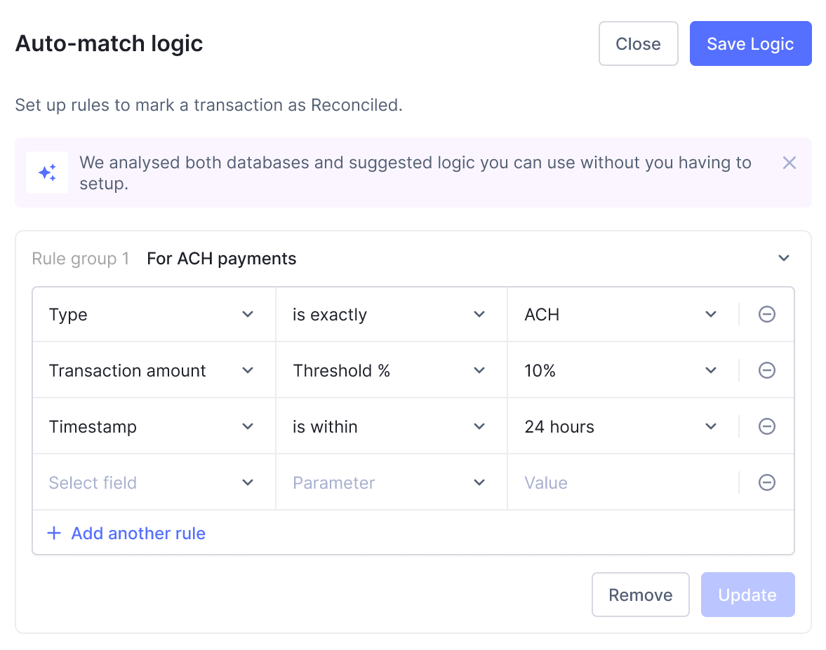 Custom Matching logic for Account Reconciliation