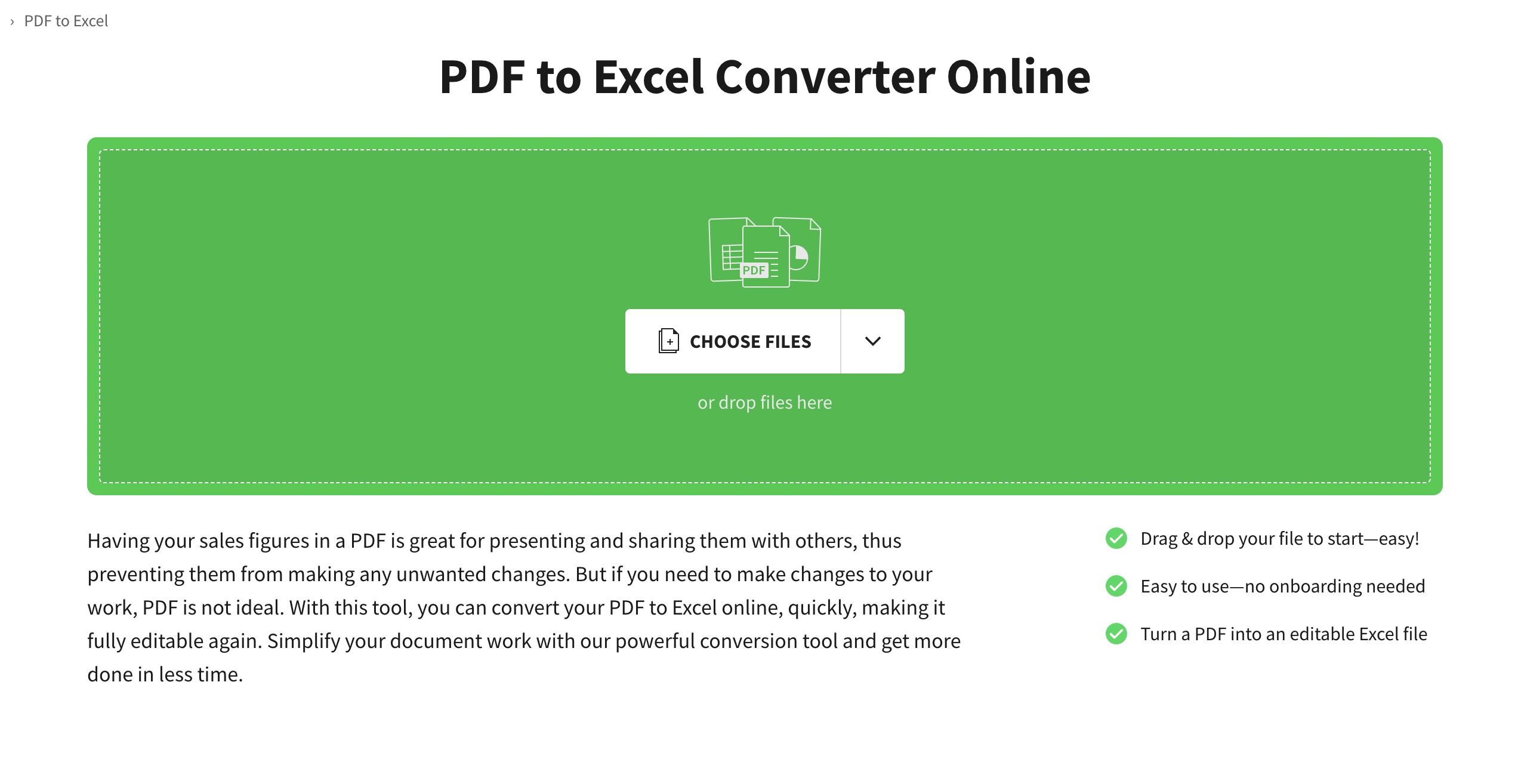 SmallPDF PDF to Excel Converter - Nanonets