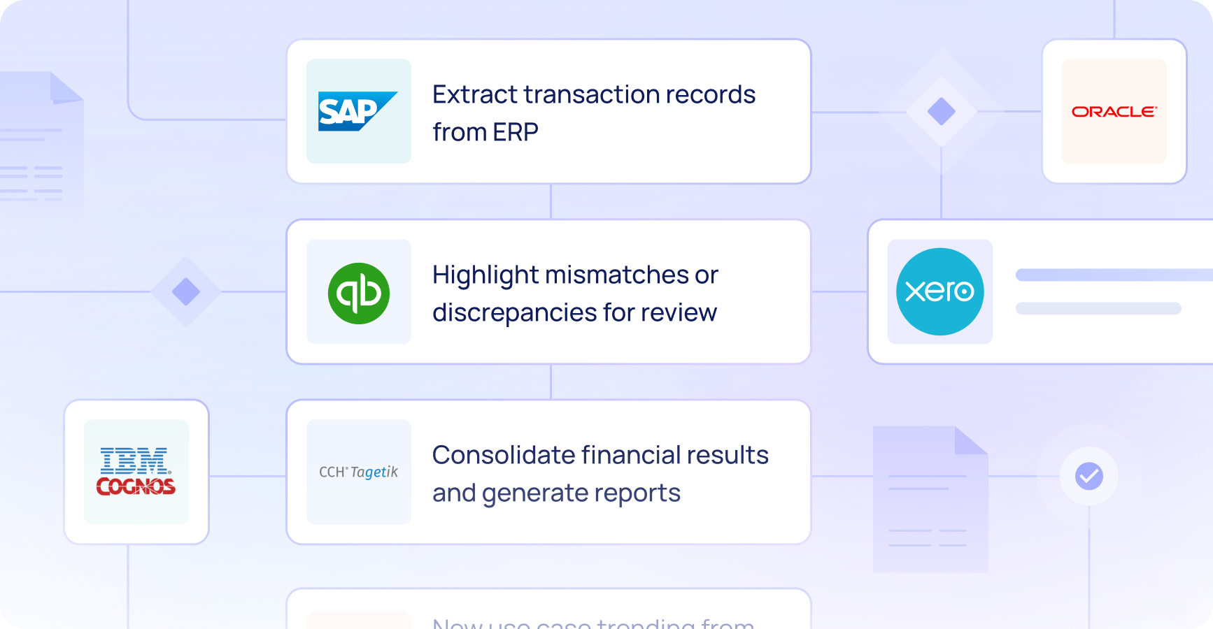 Streamline your financial reporting with automation. Benefit from precise reconciliations, faster journal entries, and smoother approval processes. Maintain compliance, consolidate reports efficiently, and minimize errors. Accelerate your month-end close!