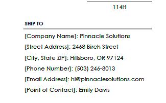 The address on this Purchase Order has an incomplete ZIP code