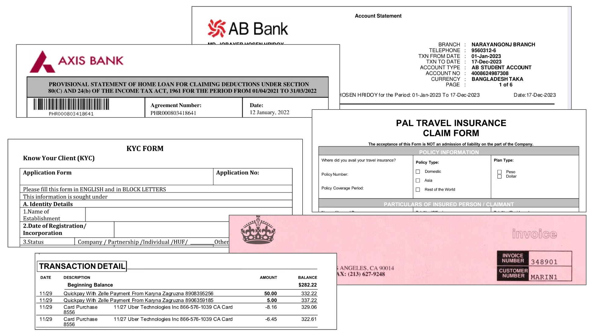 Financial documents of different types - Nanonets