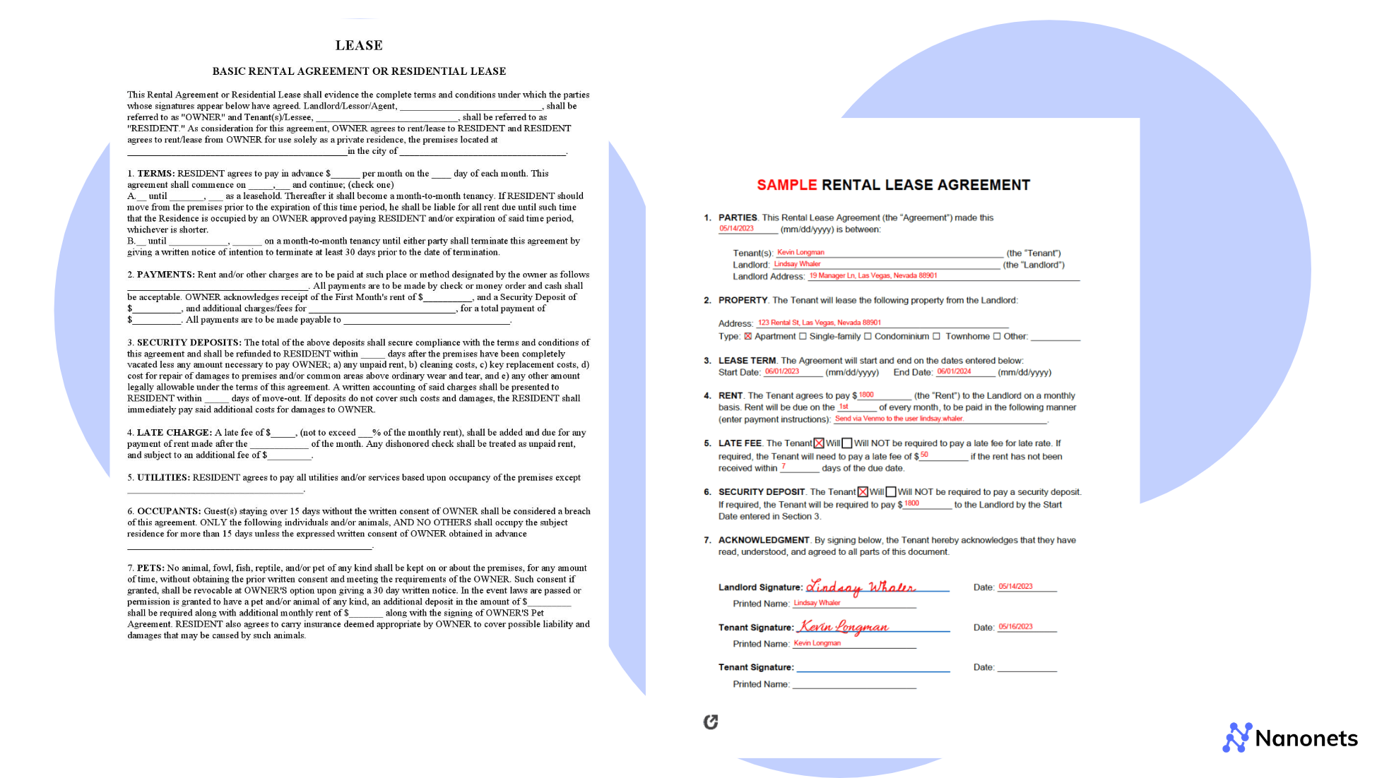 Sample Lease Agreements