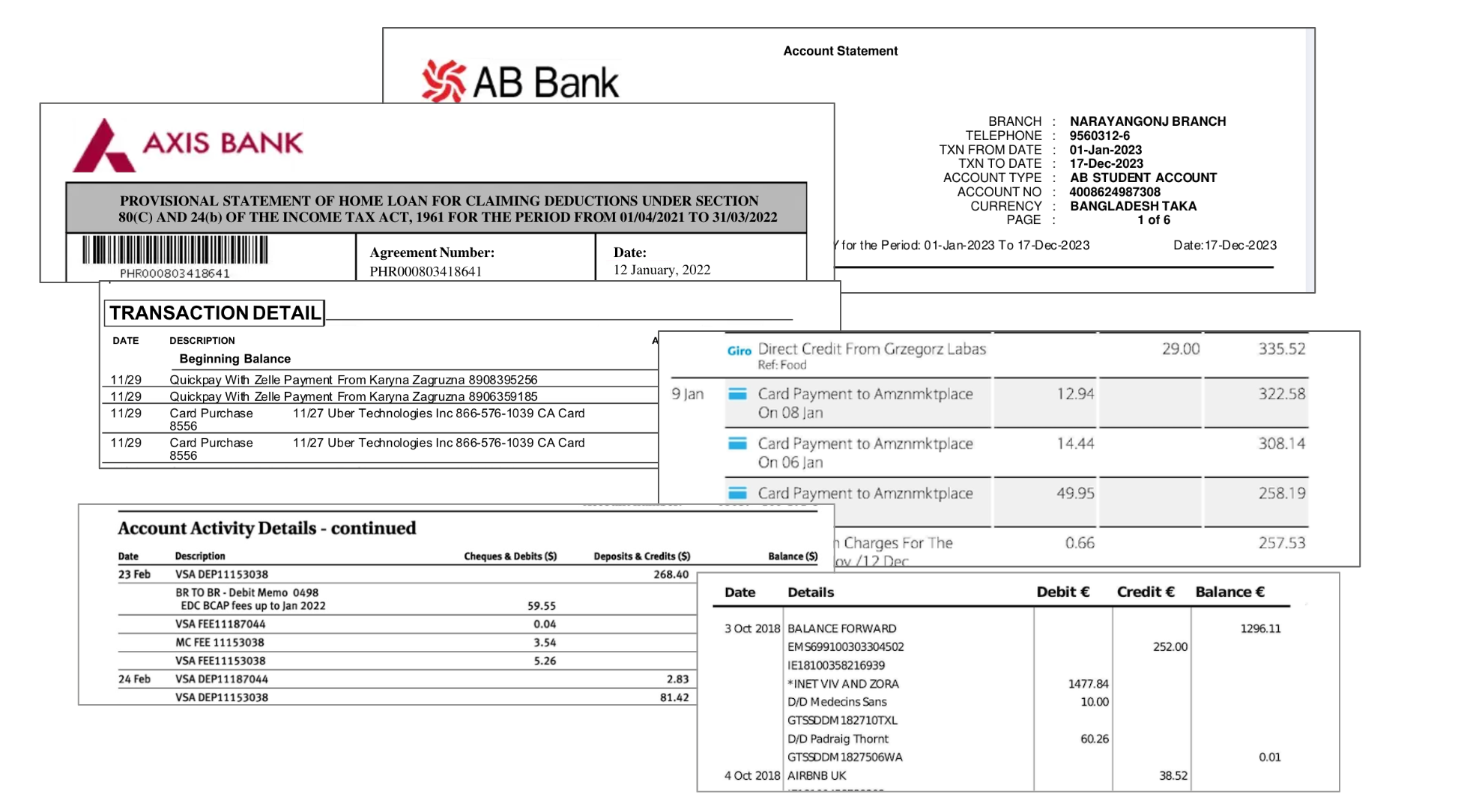 Different bank statements for bank statement processing - Nanonets