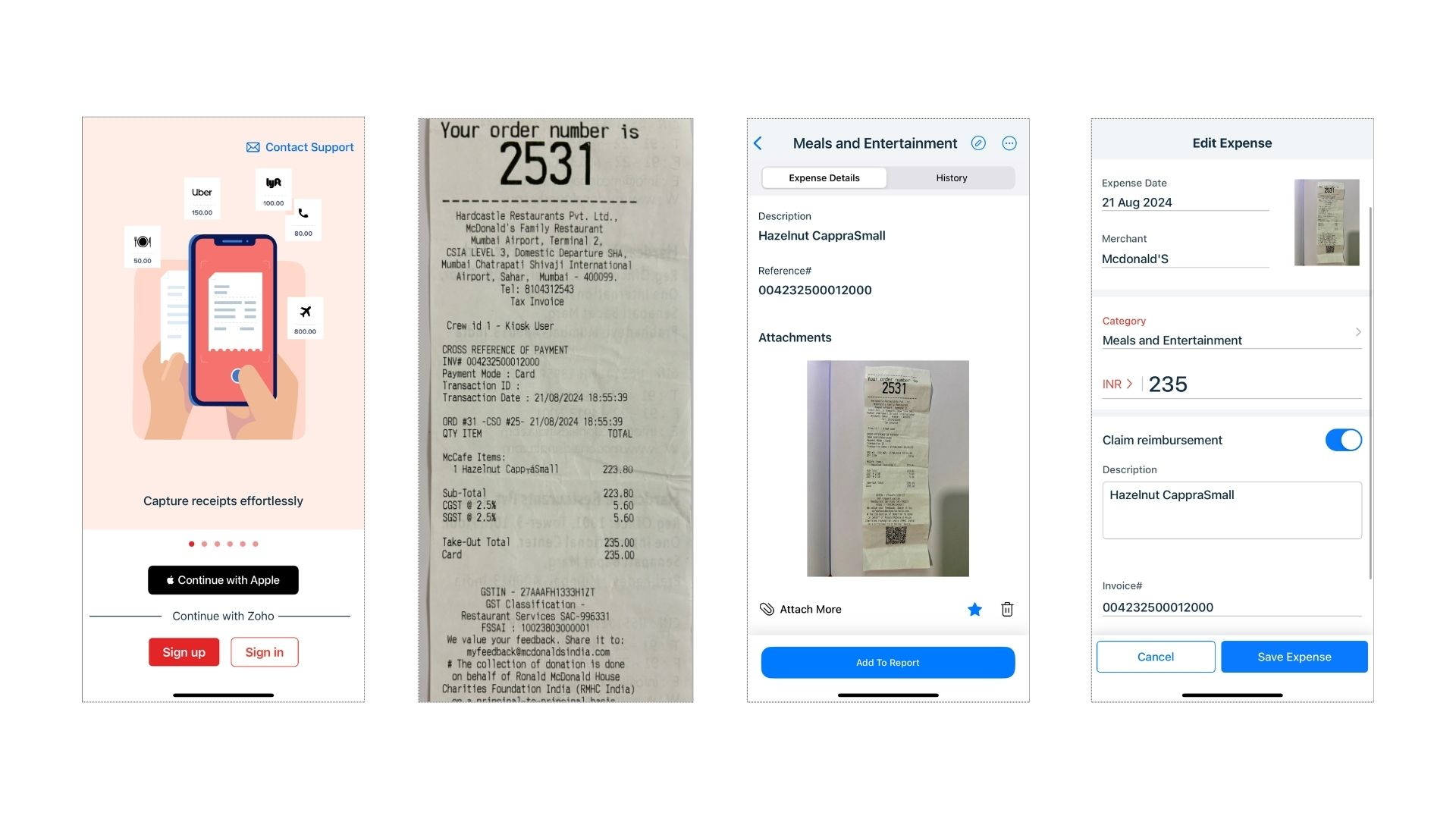 Zoho Expense Receipt Scanner App - Nanonets