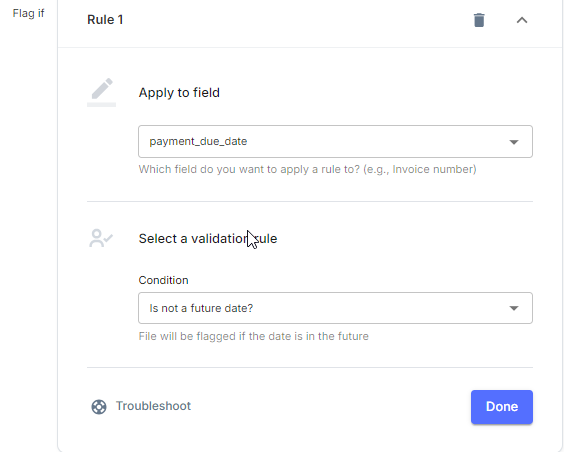 You can set up rules to automatically flag invoices where the invoice date is in the future.