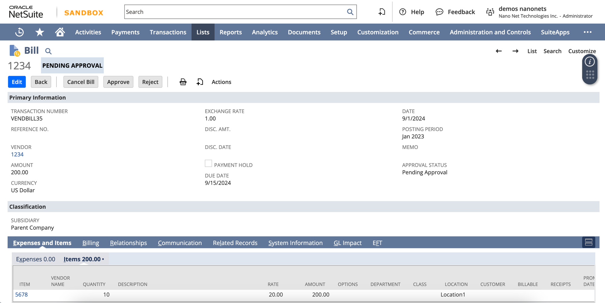 How To Create Vendor Bills on NetSuite using the API