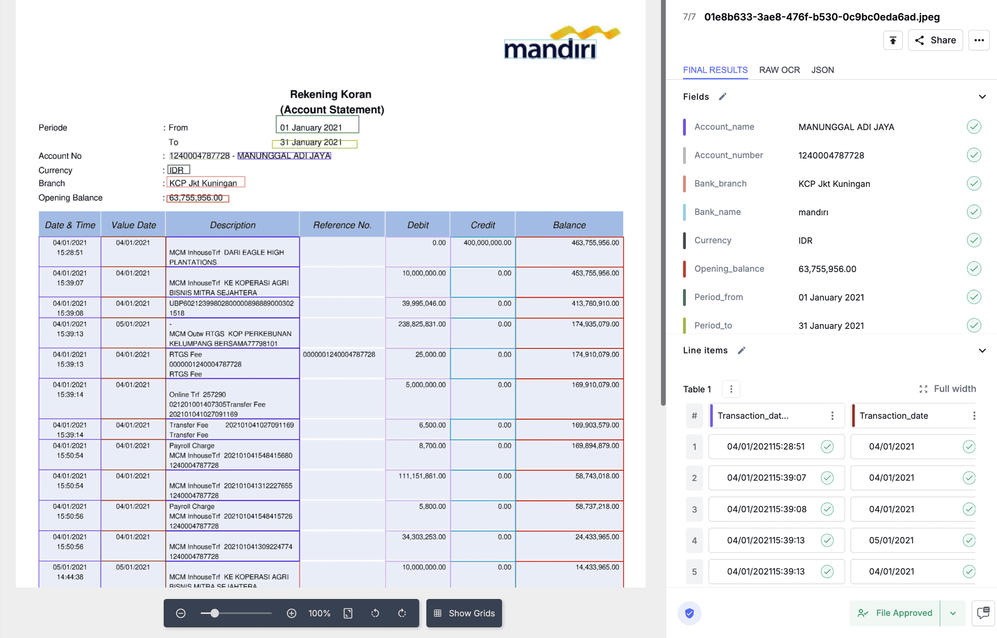 Extract key information from bank statements for verification - Nanonets