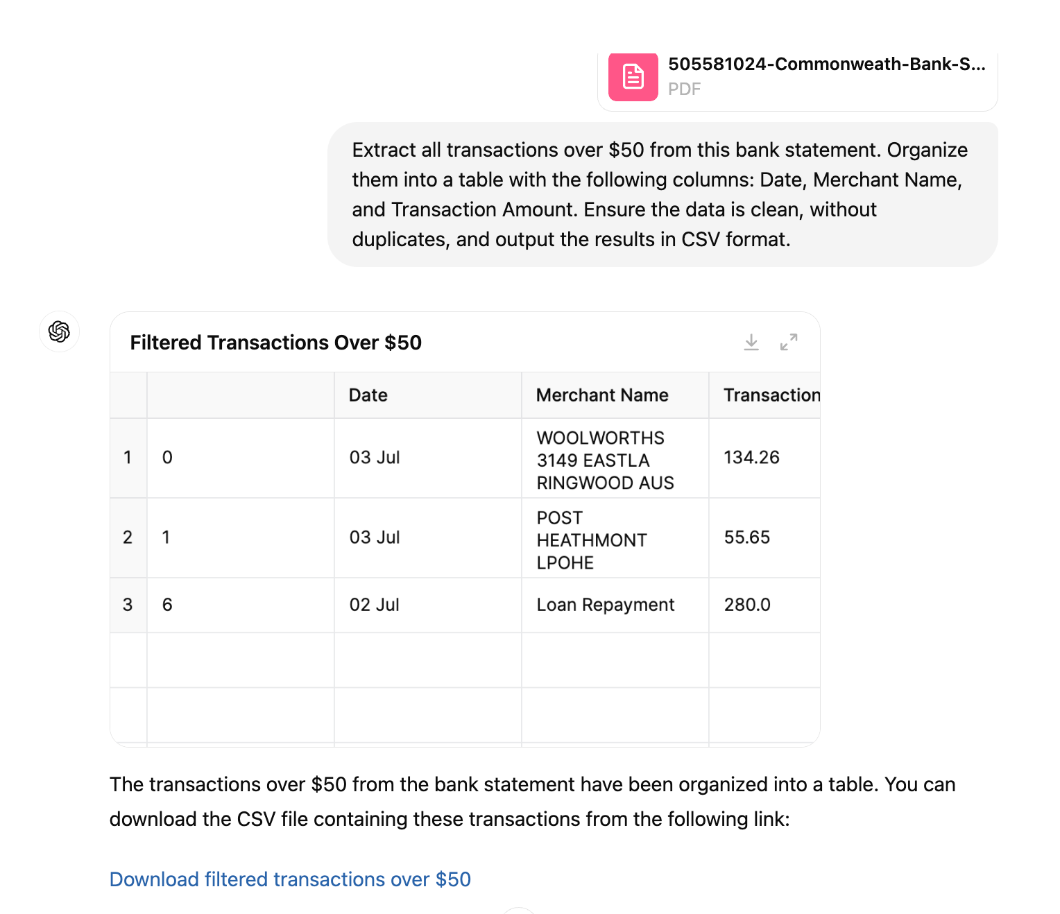 ChatGPT prompt for bank statement extraction - Nanonets