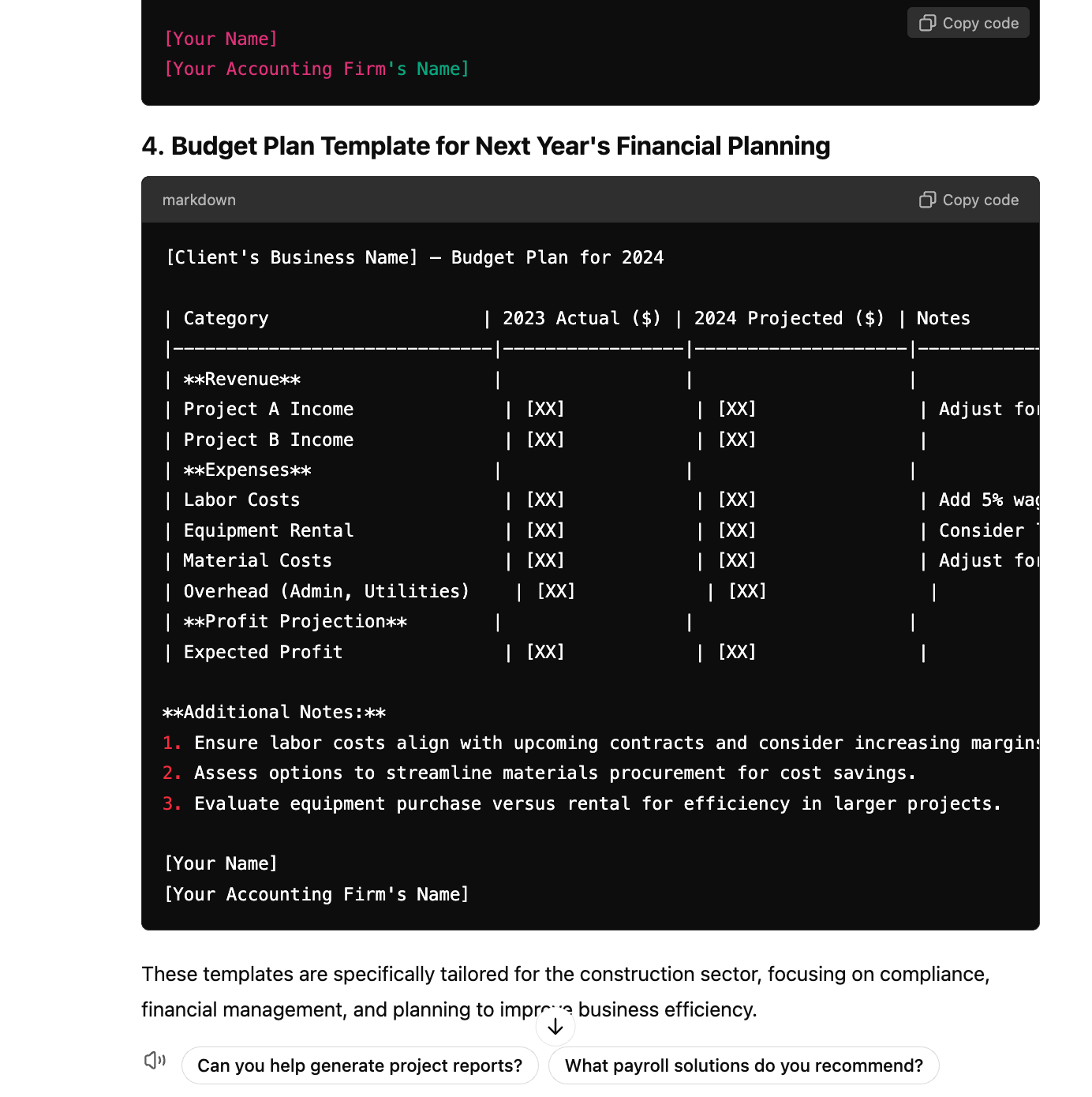 ChatGPT prompt answer for budget plan template - Nanonets