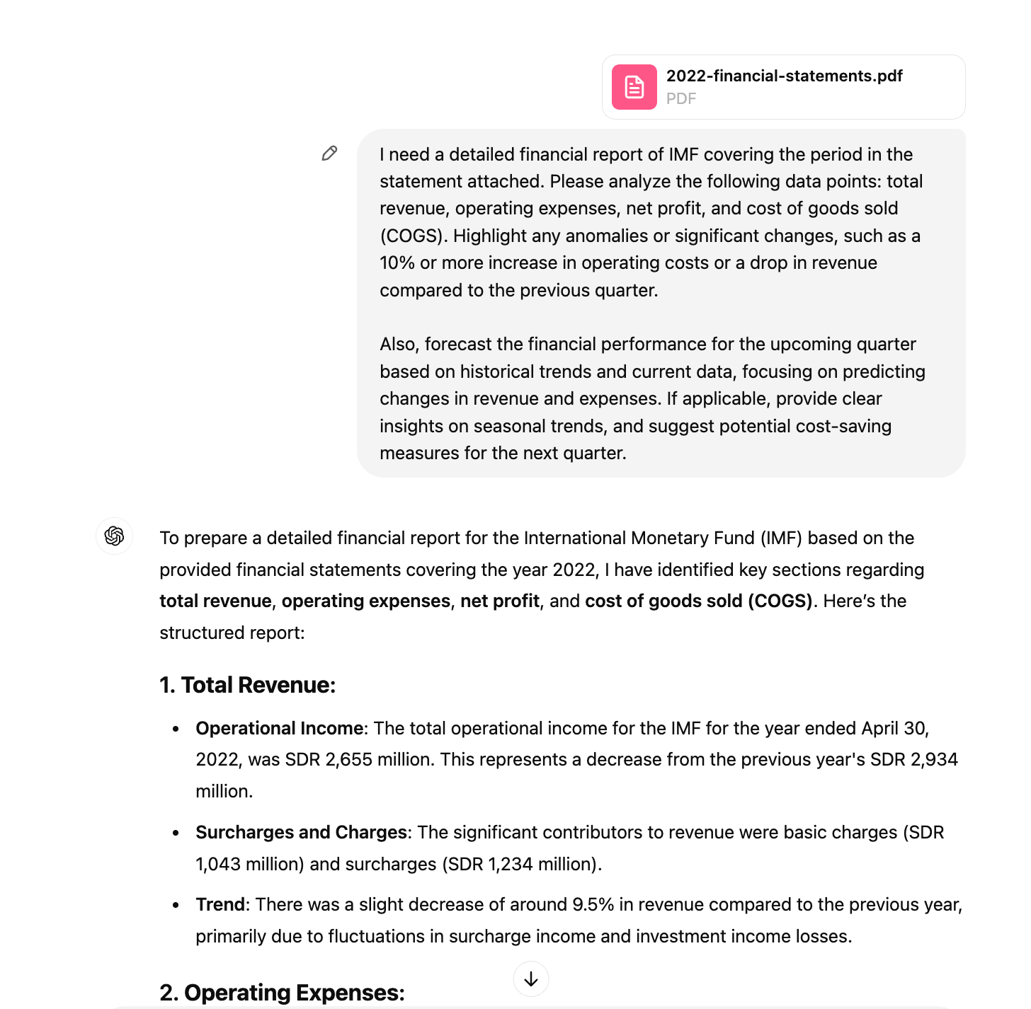 ChatGPT prompt for financial reporting - Nanonets