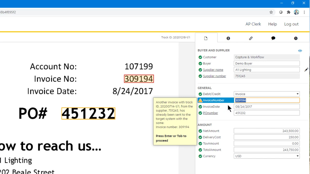 Using Tungsten Capture to extract invoice data