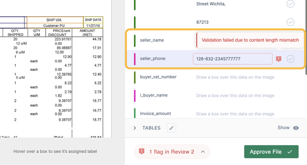 Nanonets allows you to define custom validation rules and tolerance thresholds for invoice matching, automatically approving minor discrepancies and flagging significant ones for manual review, ensuring compliance with your organization's policies.