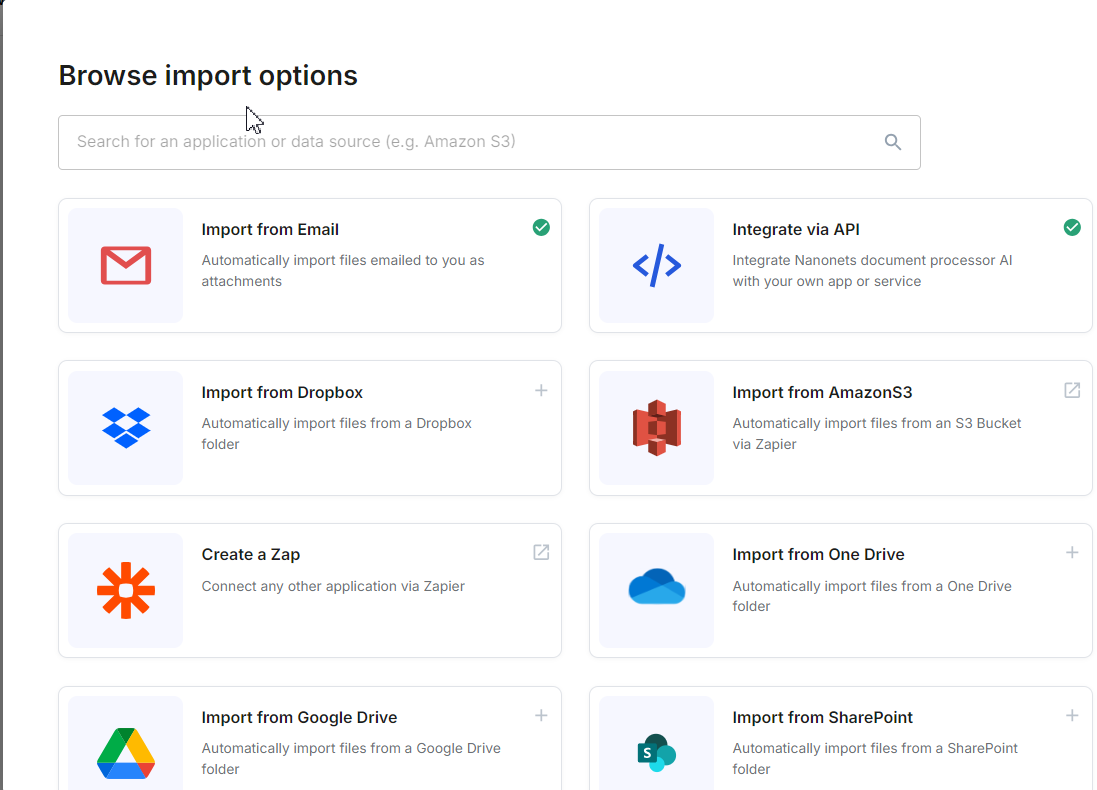 Invoice import methods in automated invoice processing systems like Nanonets