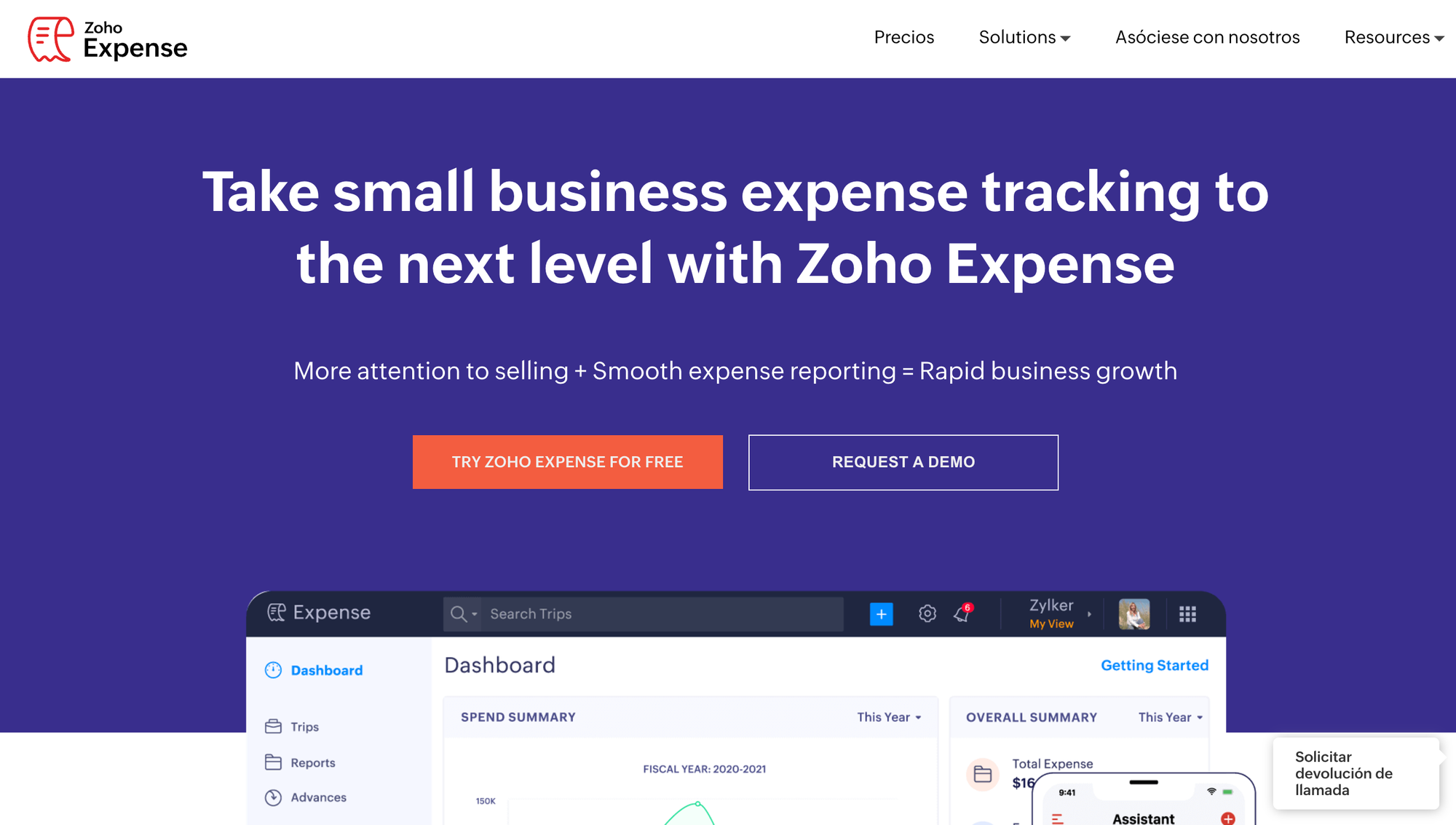 Zoho Expense for small businesses - Best Veryfi alternatives