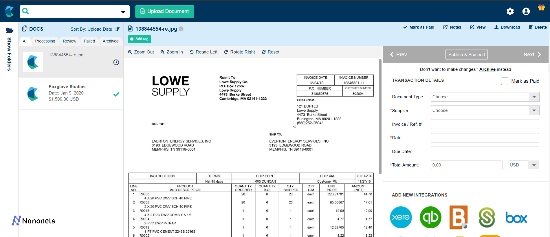 Hubdoc invoice processing