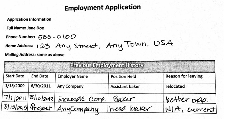 Handwritten employment application form - Convert handwriting to text - Nanonets