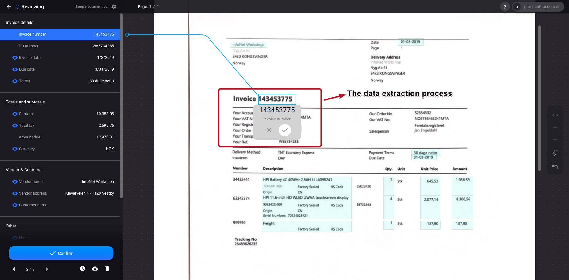 Rossum for document processing