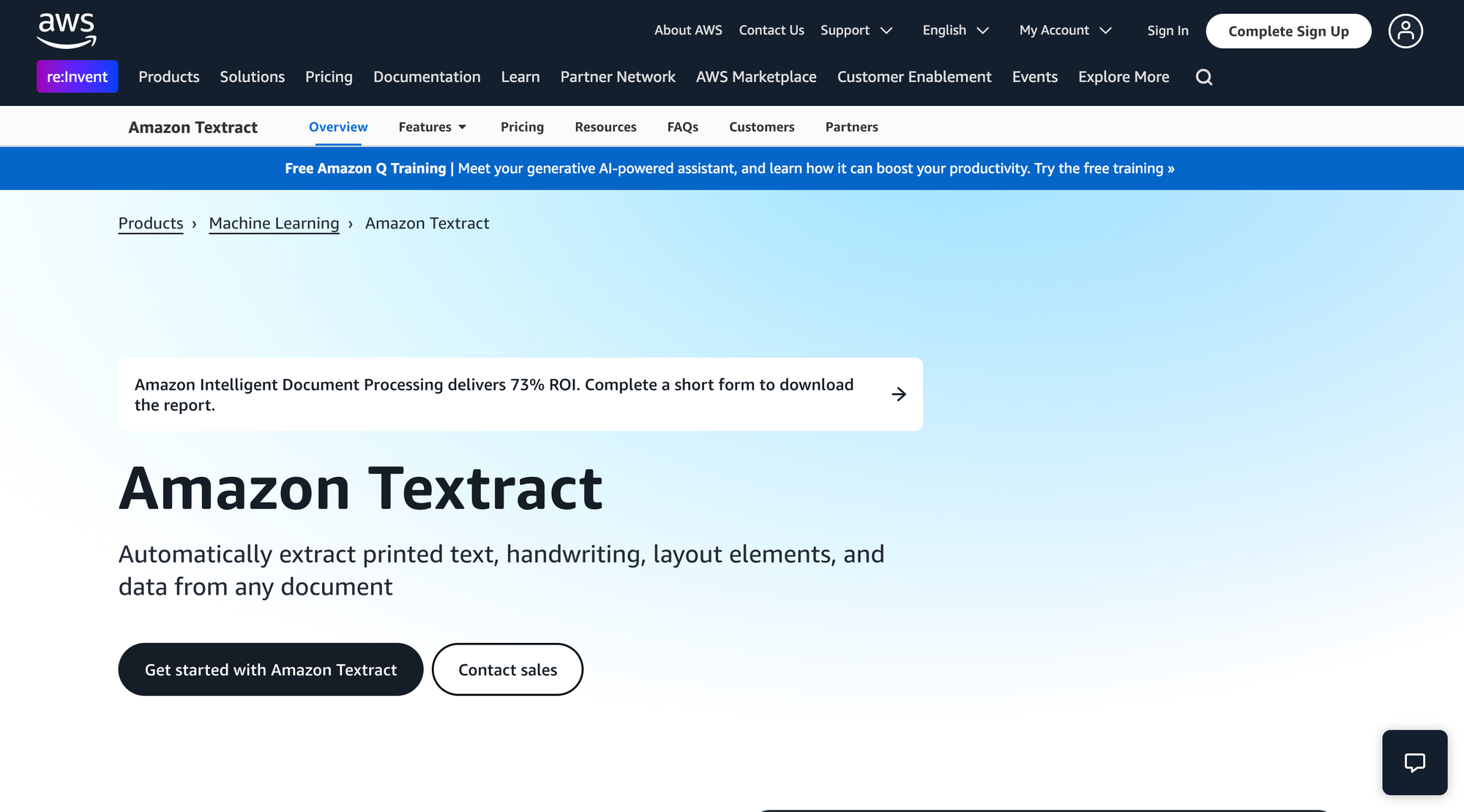 Amazon Textract - OCR software for forms or tabular data