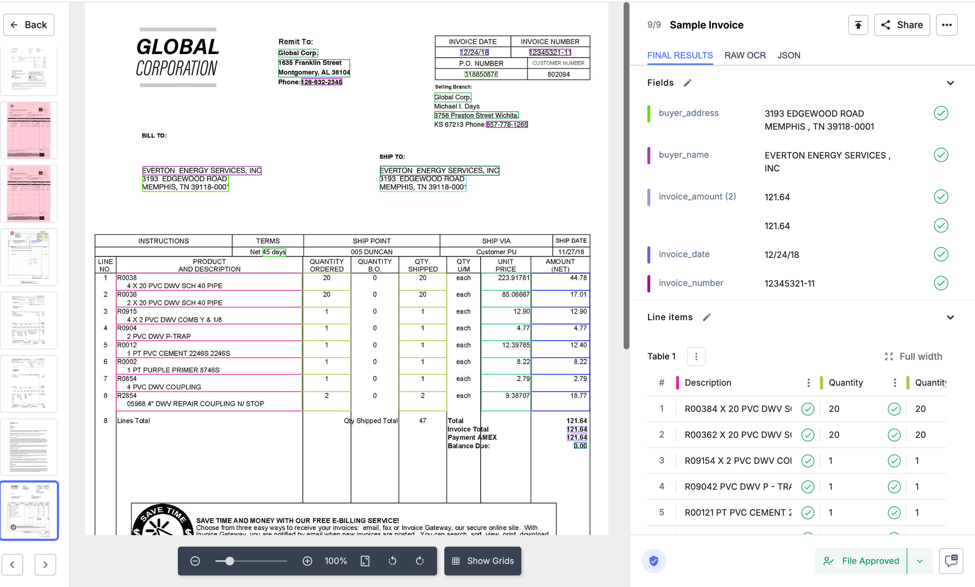 Scanning an invoice using Nanonets invoice scanning software