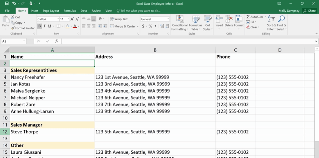 How to convert a Word table to Excel