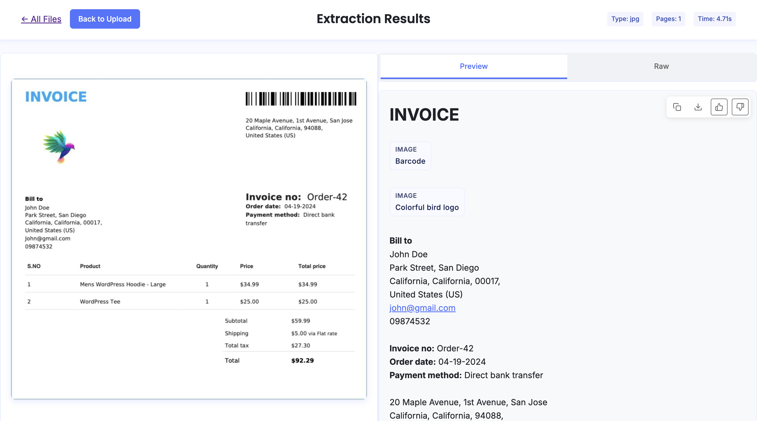 Nanonets decodes barcode to text