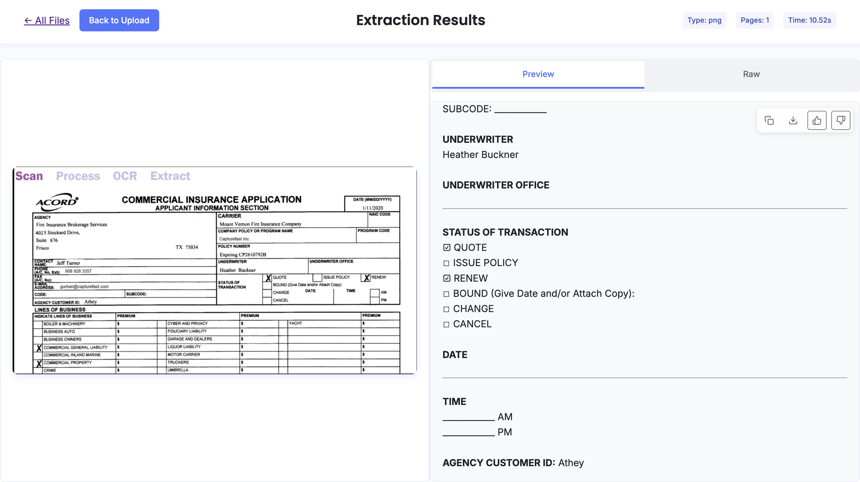 Nanonets captures checkbox states