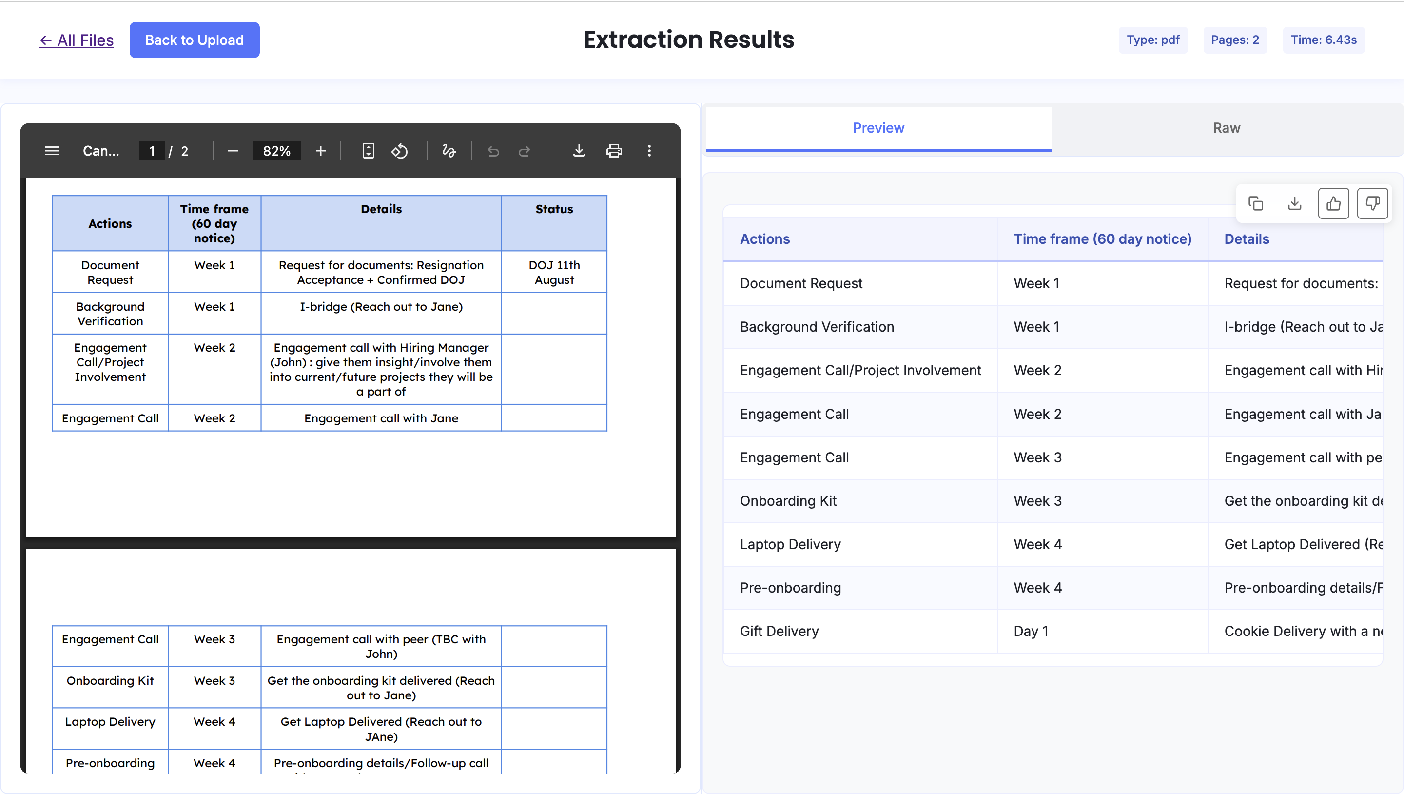 Nanonets merges tables across pages